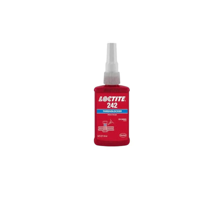 Loctite 242 medium strength threadlocker adhesive, 50ml bottle, designed to secure threaded fasteners
