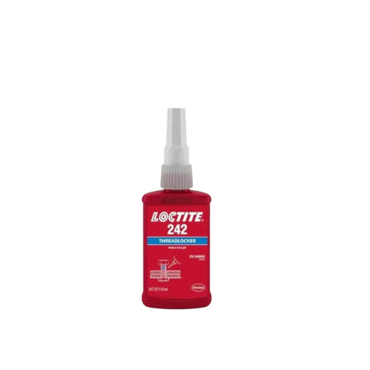 Loctite 242 medium strength threadlocker adhesive in a 50ml bottle for securing threaded fasteners