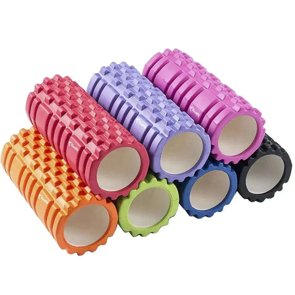 Long Acupressure Foam Roller with ribbed texture for muscle recovery.