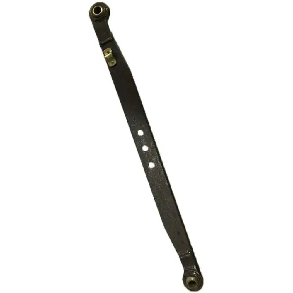 Lower link lift arm with end bushings and mounting holes, dark metal