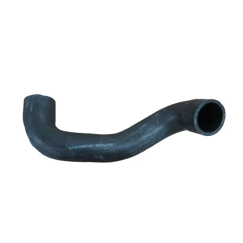 Curved dark rubber radiator hose with molded ends