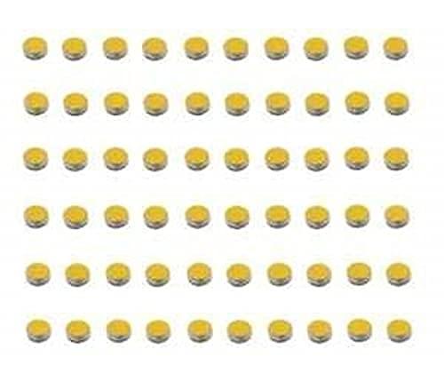 Set of 10 small round yellow acupressure magnets with metal cores