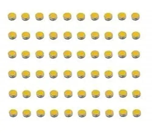 Set of 10 small round yellow acupressure magnets with metal cores