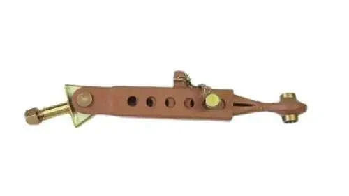 Brown metal telescopic check chain arm with adjustable holes and mounting pins