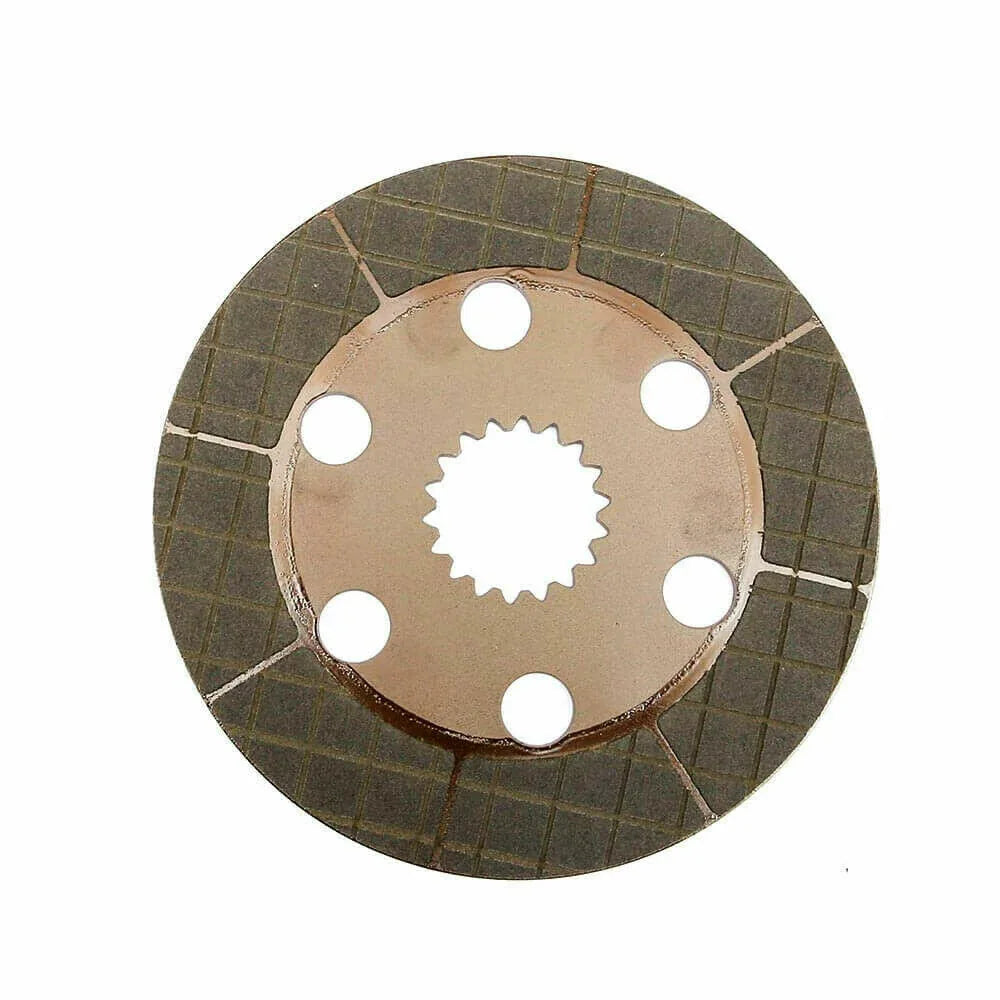 Tractor disc friction plate, round metal with ring of mounting holes and notched center