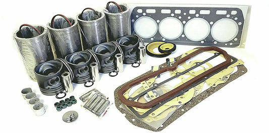 Engine repair kit for 4 cylinder Mahindra tractor, including pistons, gaskets, and seals for efficient repairs