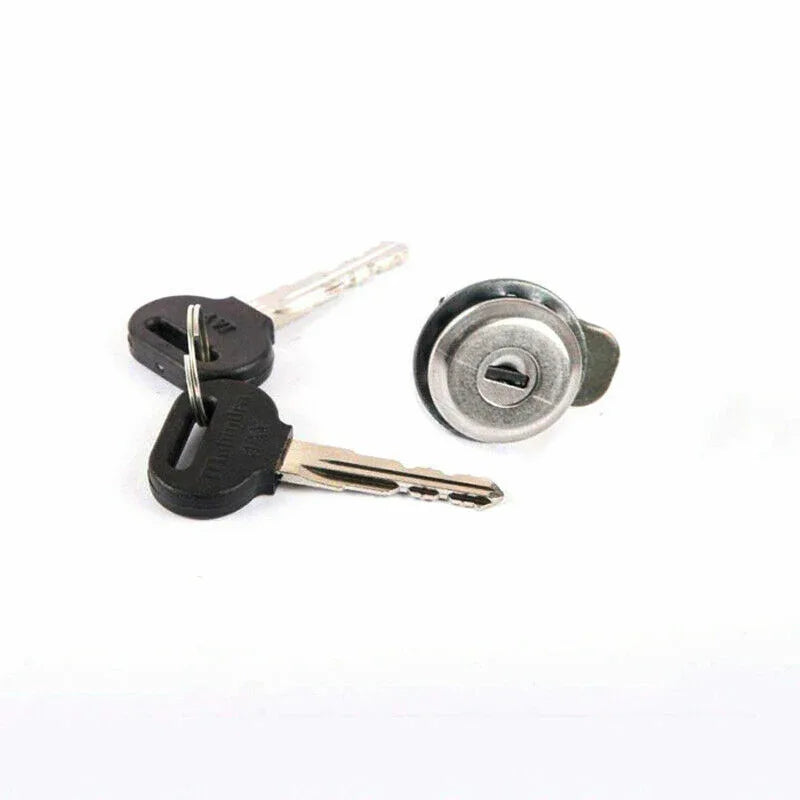 Tractor fuel filler lock with two keys and metal cylinder