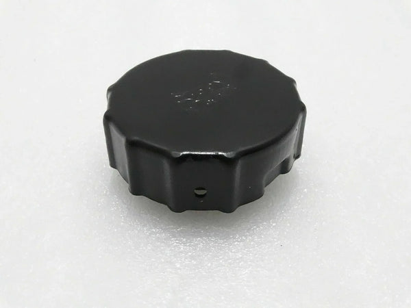 Mahindra tractor fuel tank cap, black plastic round cover with side tabs