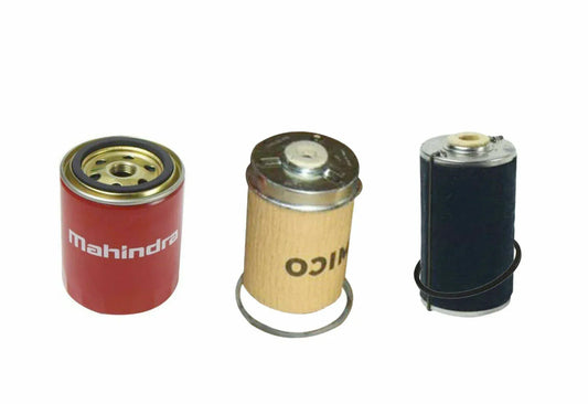 Mahindra tractor filters, metal and paper, essential for maintaining engine performance