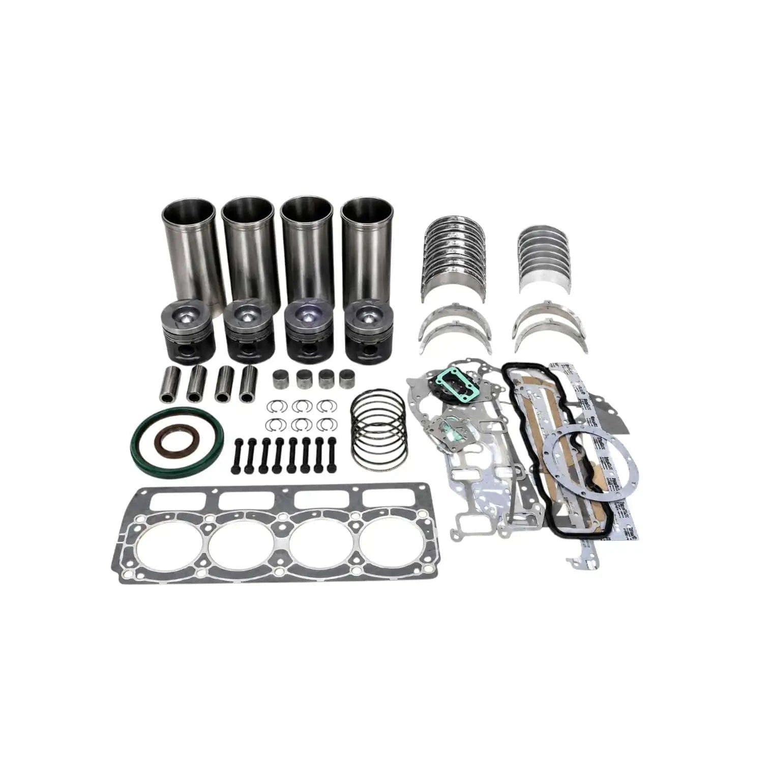 Engine overhaul kit for Massey Ferguson model, includes pistons, rings, gaskets, and seals for restoration