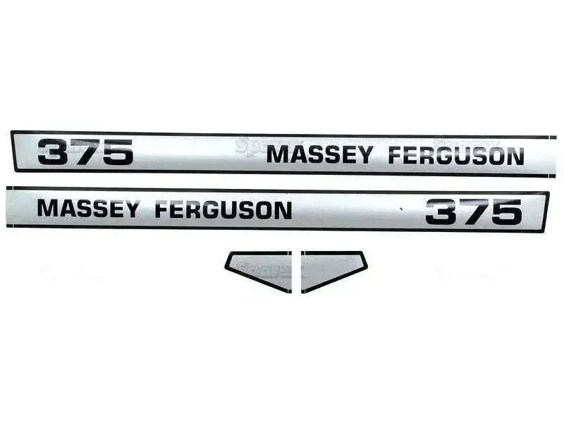 Massey 375 Series tractor side emblem sticker set featuring MASSEY FERGUSON lettering.