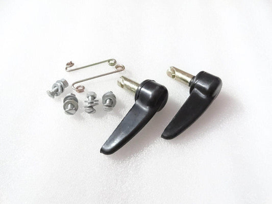 Massey Ferguson 135 bonnet catch kit with two black handles, bolts, and clips for secure bonnet closure