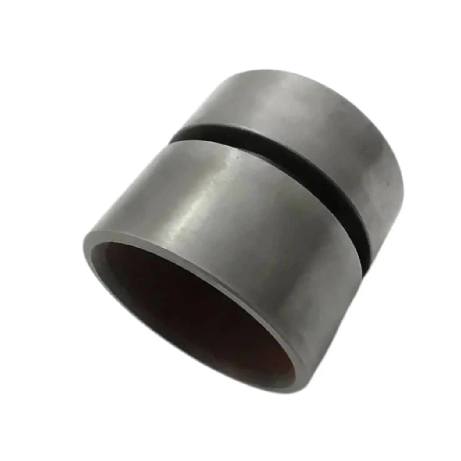 Hydraulic piston bushing with exposed black ring groove, silver metal