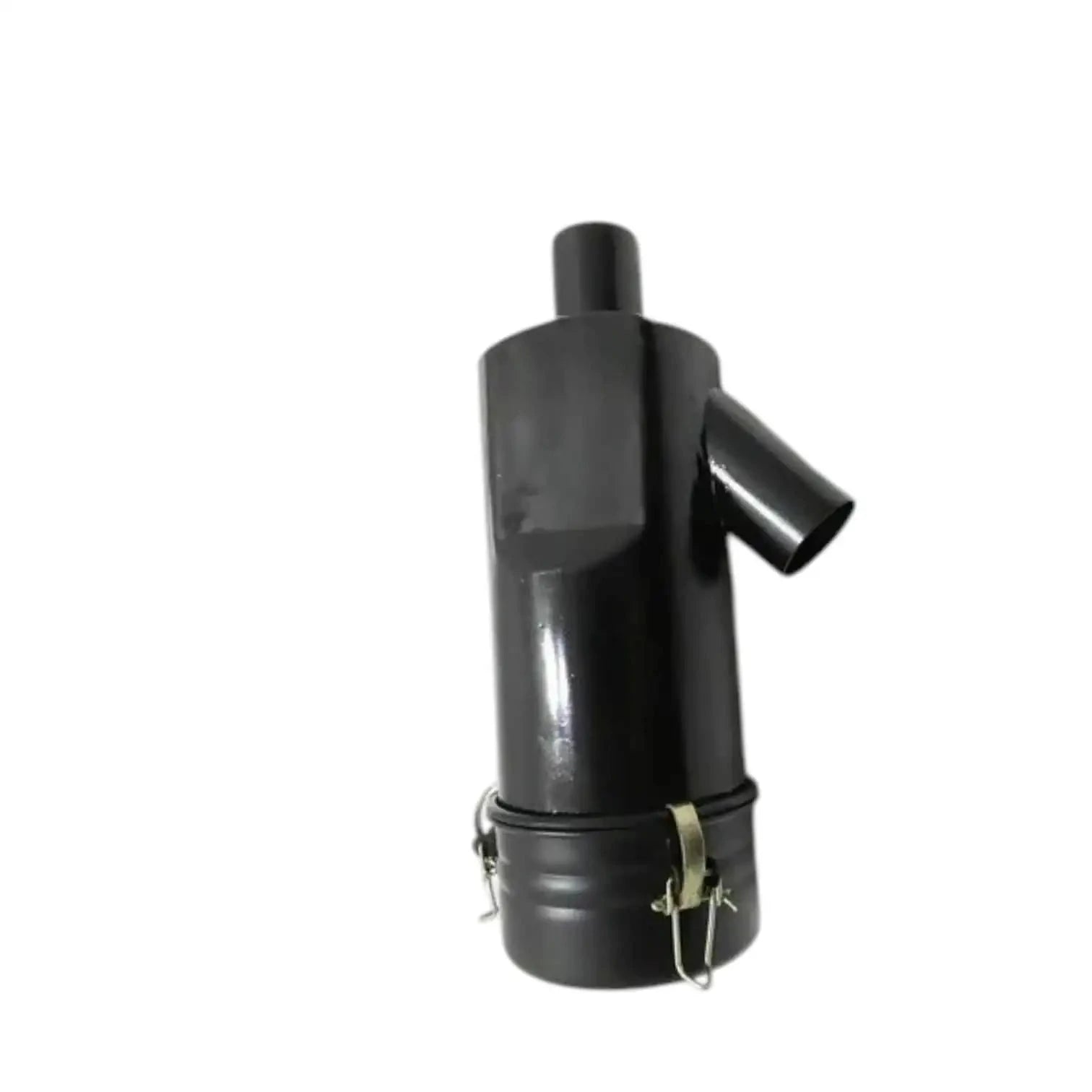 Air cleaner assembly, dark cylindrical body with tall cap and side vent outlet