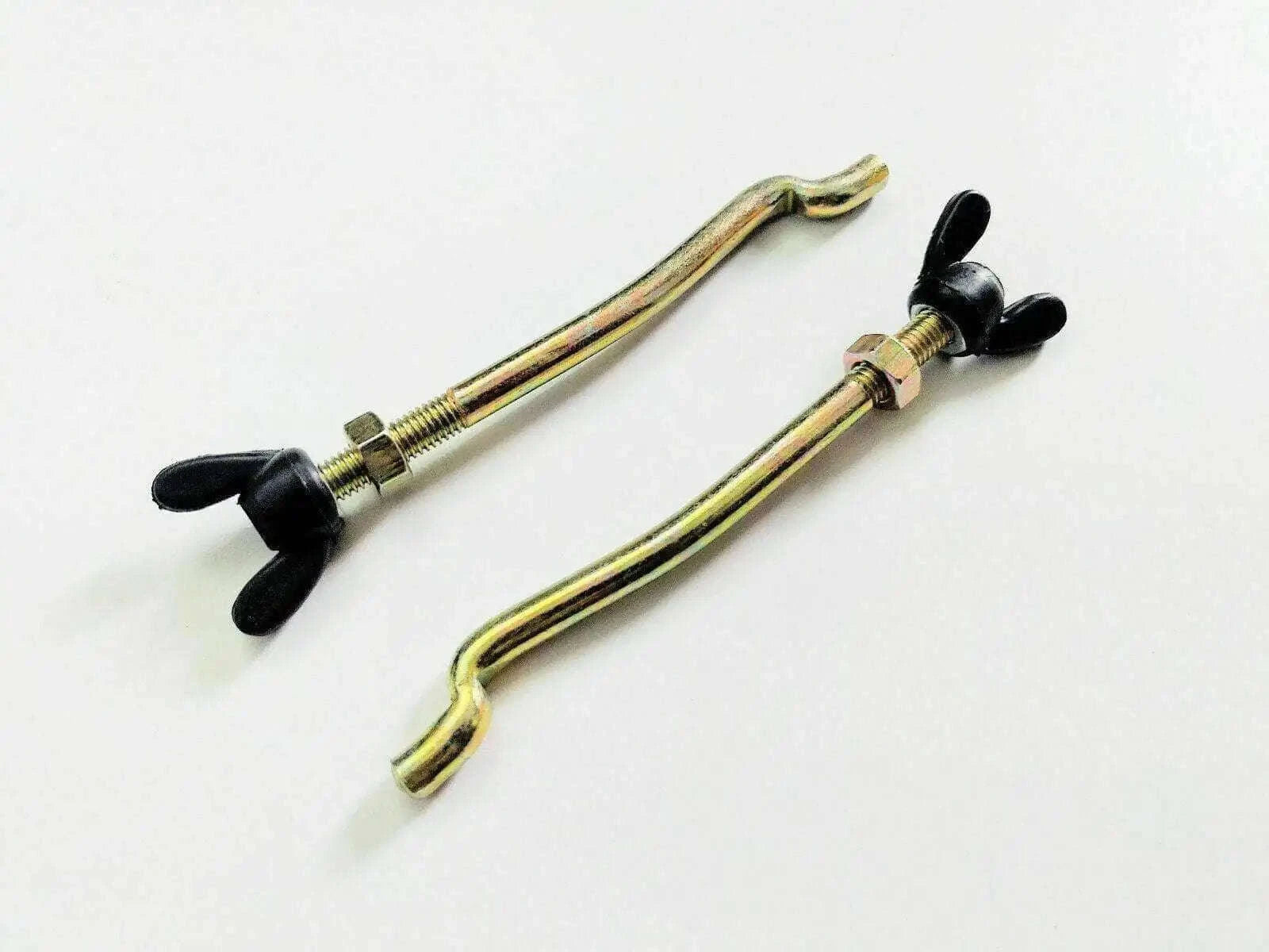 Massey Ferguson tractor hood latch pair with metal rods and black handles