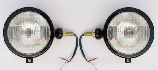 Massey Ferguson 35 headlight set featuring dual round headlights with wiring connections