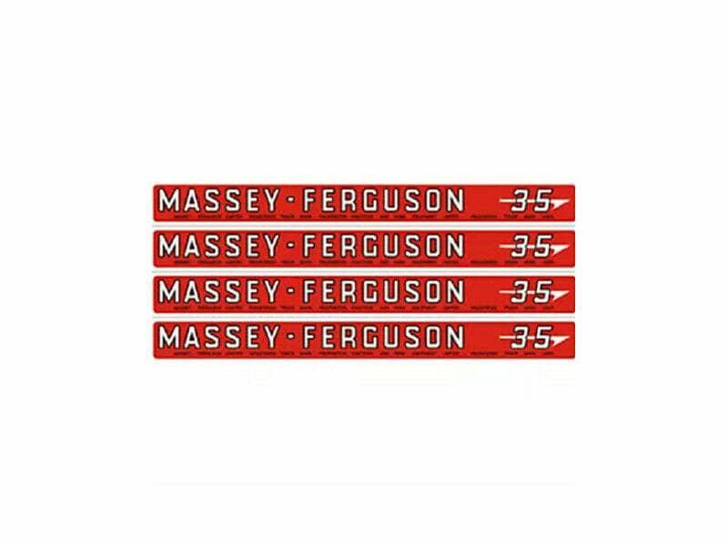 Massey Ferguson bonnet decal sticker set, 4 durable red decals for tractor customization