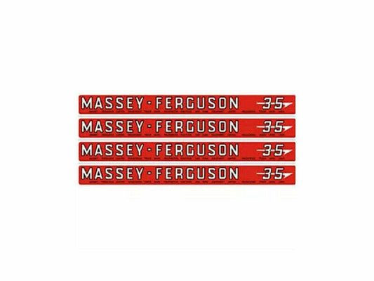 Massey Ferguson bonnet decal sticker set, 4 durable red decals for tractor customization