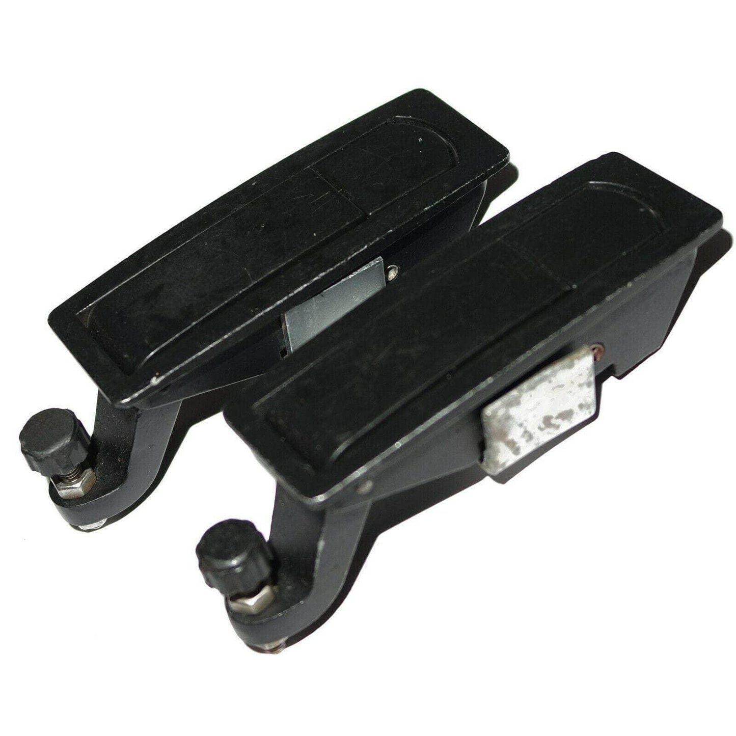 Massey Ferguson bonnet fastener set, durable black plastic, designed for securing bonnet components