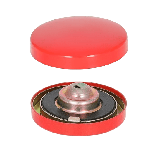 Massey Ferguson fuel tank cap in red, designed for secure sealing of fuel tanks