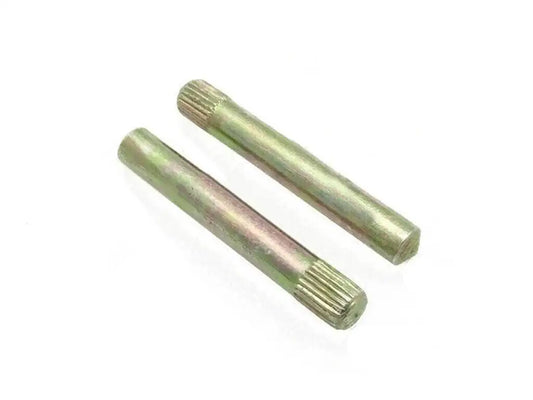 Metal gear lever pins, two cylindrical dowel pins with ridged ends
