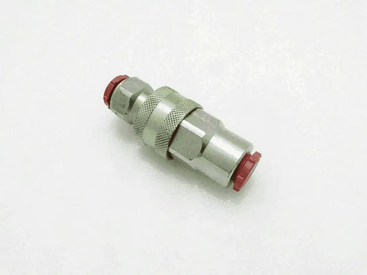 Hydraulic coupling fitting with red end seals, metal body