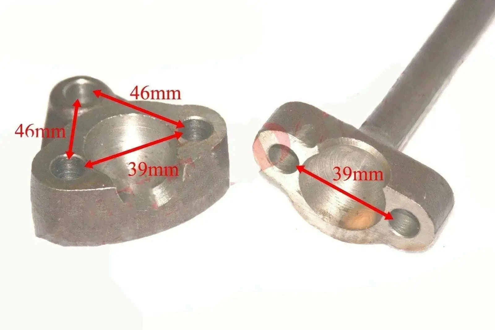Metal foot rest bracket with two mounting holes, 39mm spacing