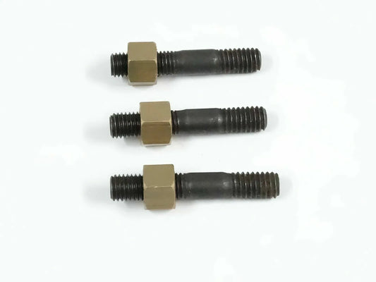 Set of three steel exhaust manifold elbow studs and bolts for Massey Ferguson model tractors