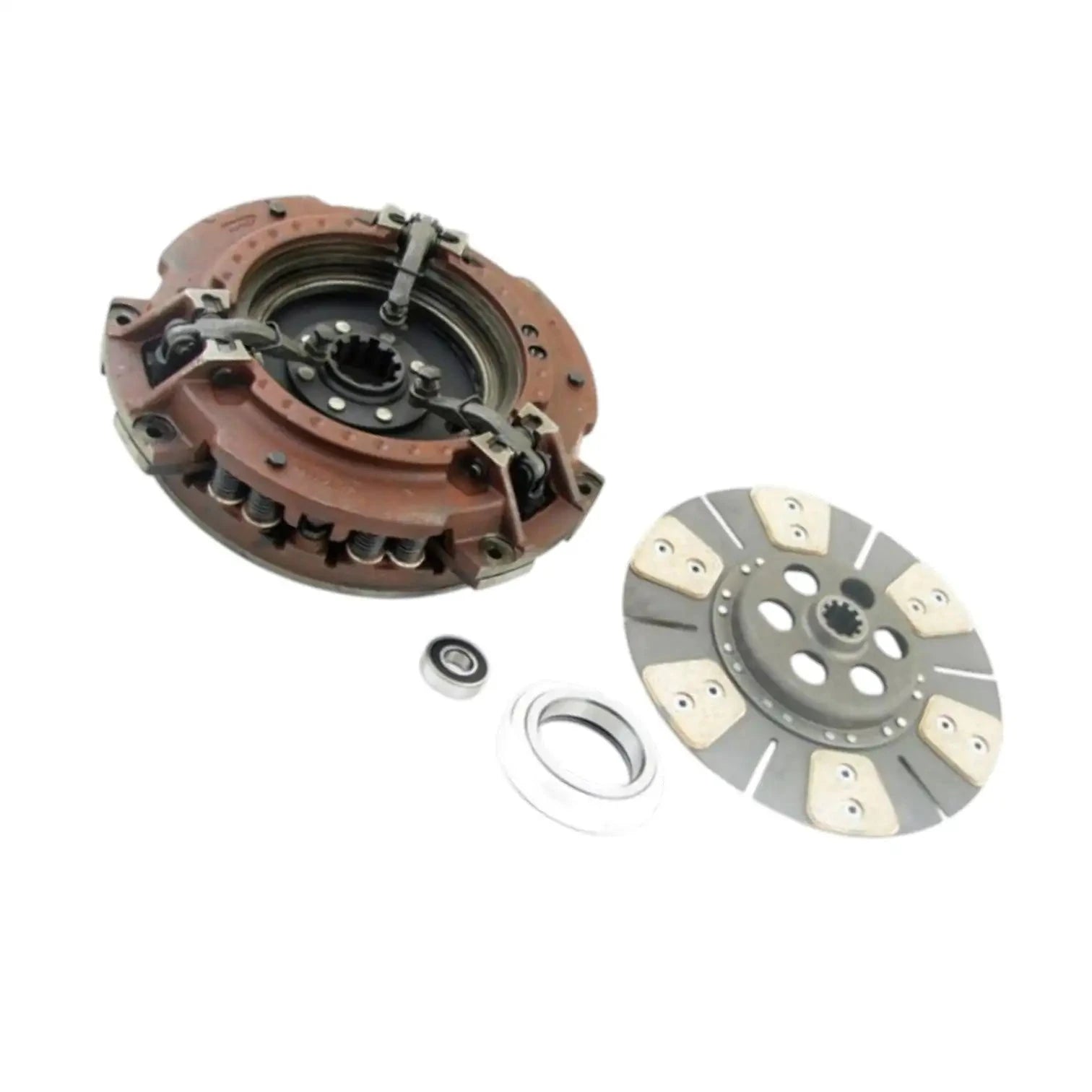 Massey Ferguson model clutch kit, includes pressure plate, disc, and release bearing for reliable tractor performance