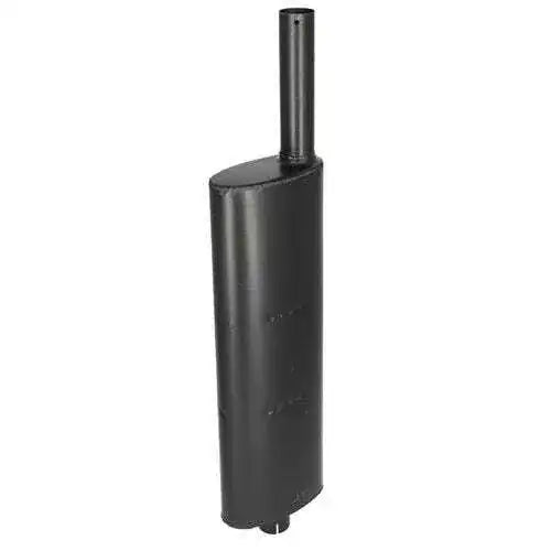 Black cylindrical muffler with inlet pipe
