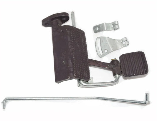Throttle kit for Massey Ferguson model, including metal pedal, linkage, and installation hardware