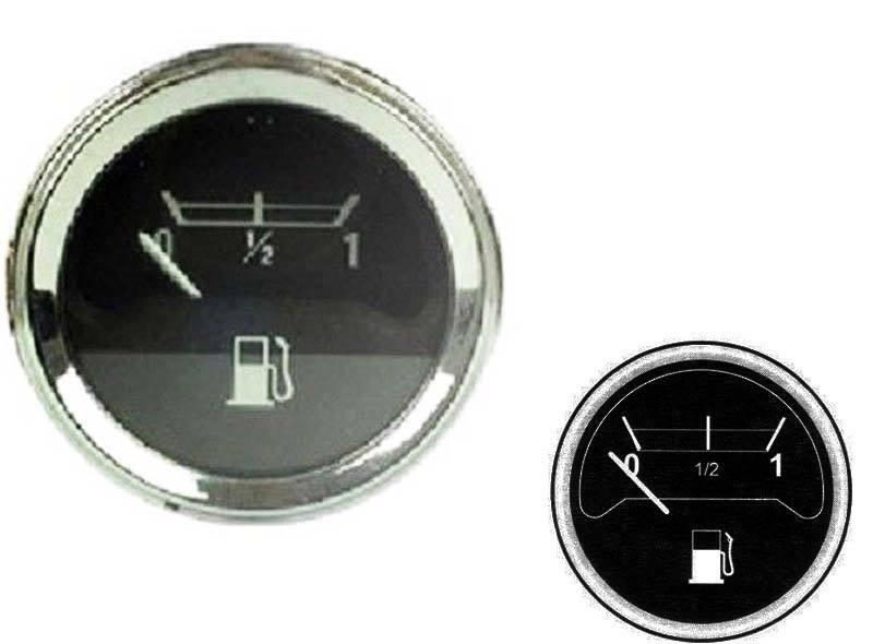 Massey Ferguson model fuel and temperature gauge with a sleek chrome bezel for tractors