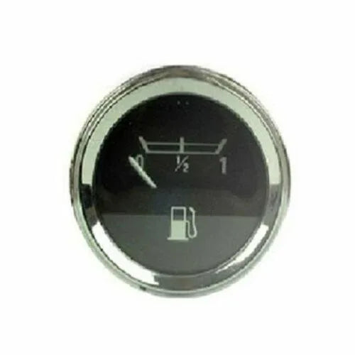 Massey Ferguson model temperature gauge, round, chrome finish, for tractors and machinery monitoring.