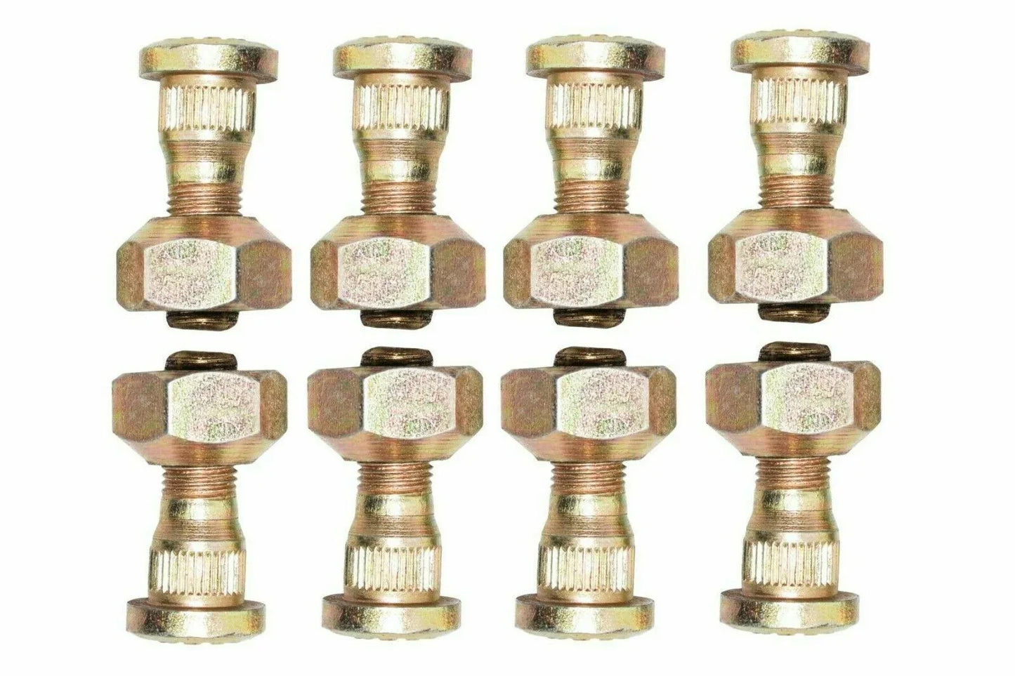 Set of 8 wheel bolts and nuts in gold finish for Massey Ferguson model tractors