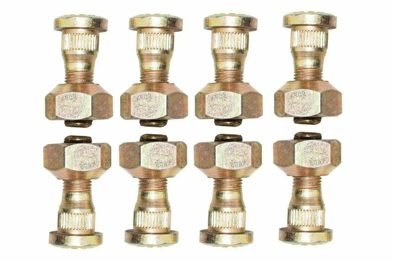 Set of 8 wheel bolts and nuts in gold finish for Massey Ferguson model tractors
