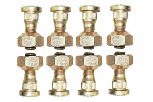 Set of 8 wheel bolts and nuts in gold finish for Massey Ferguson model tractors