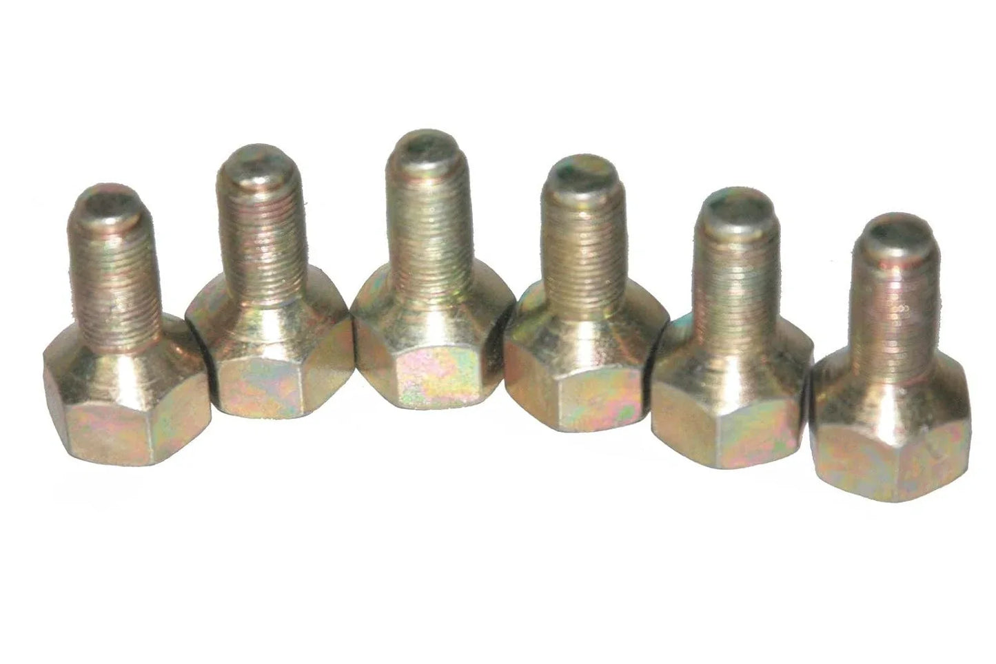 Set of six tractor front wheel bolts, steel, designed for use with Massey Ferguson model tractors