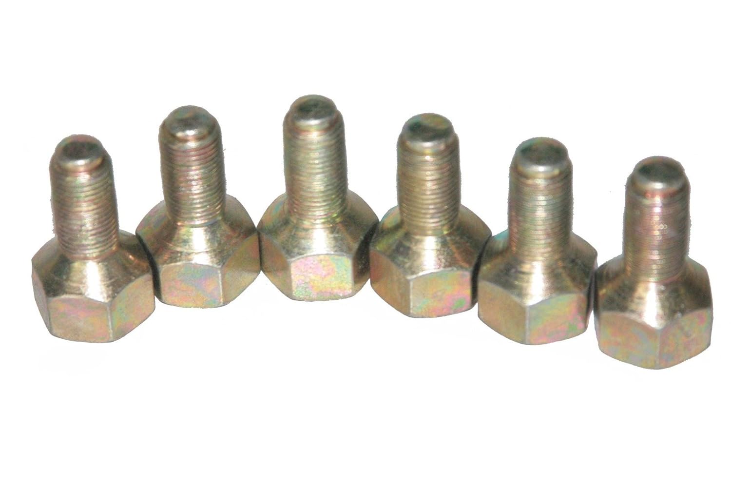 Set of six tractor front wheel bolts, steel, designed for use with Massey Ferguson model tractors