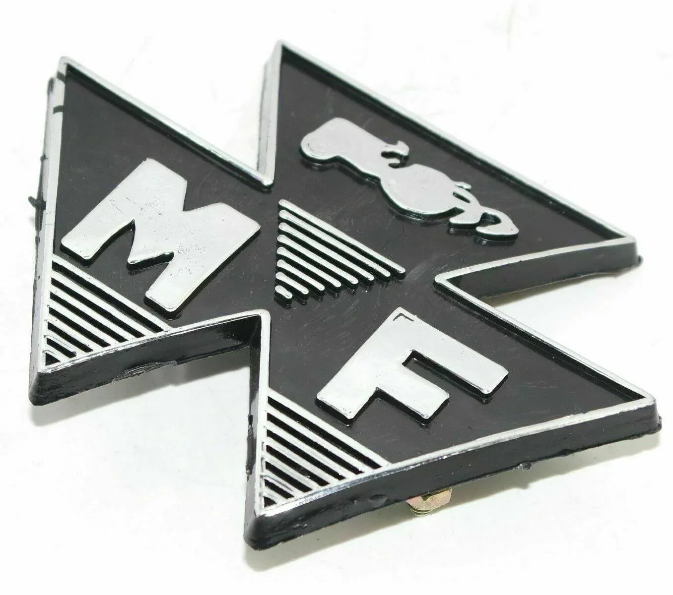 Massey Ferguson model emblem, durable metal badge, 4 inches wide, fits various tractor models