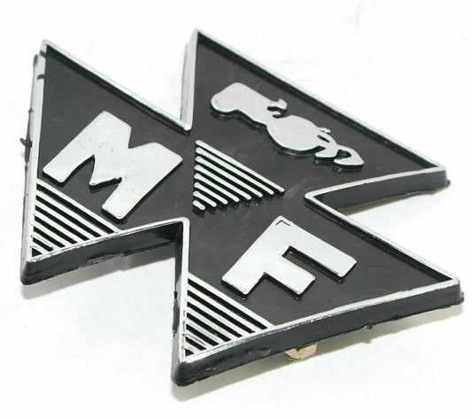 Massey Ferguson model emblem, durable metal badge, 4 inches wide, fits various tractor models
