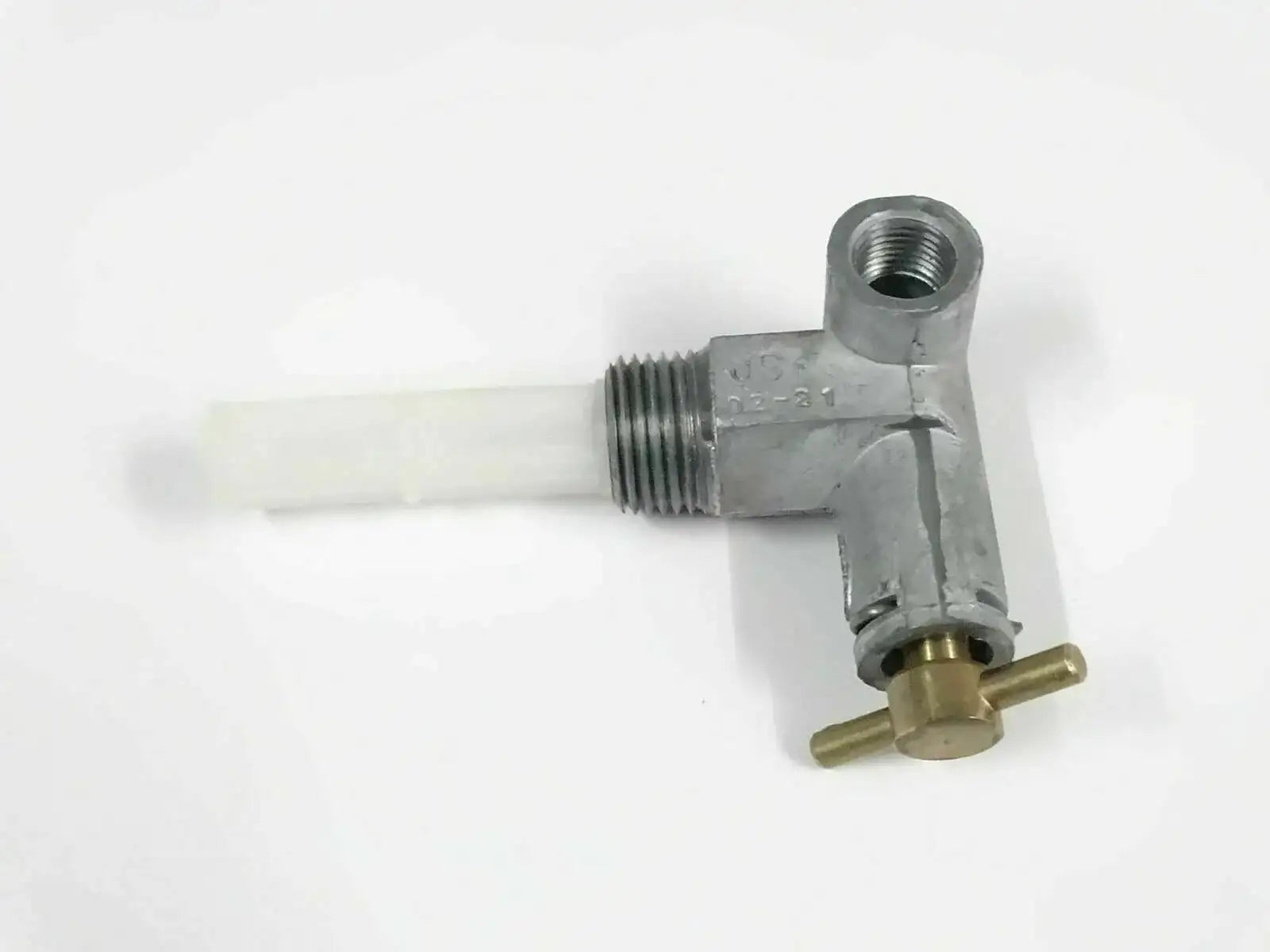 Metal fuel tap valve with threaded ports and small lever