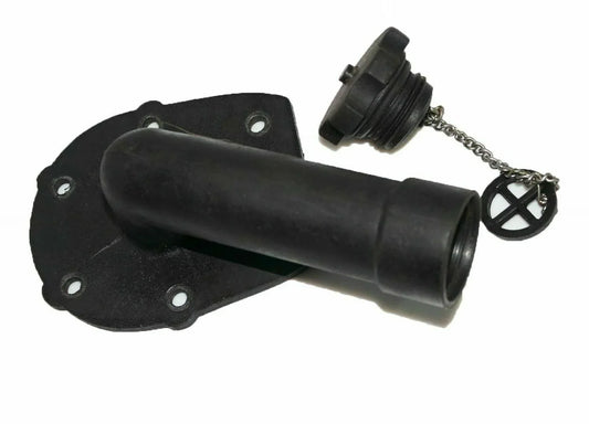 Engine oil filler pipe, black plastic, designed for Massey Ferguson model tractors