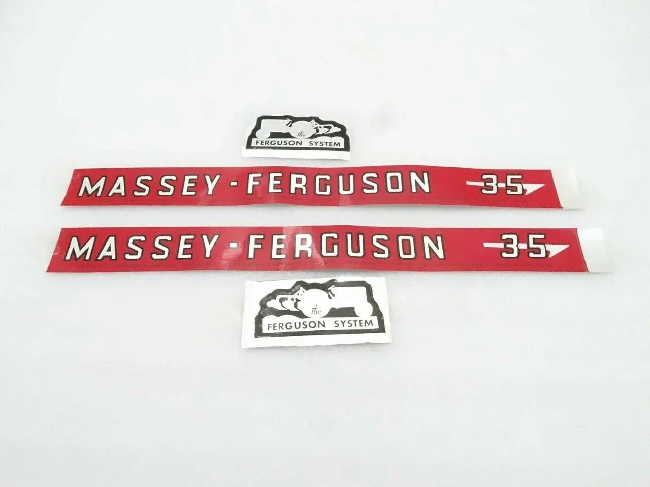 Massey Ferguson model tractor bonnet decal sticker set in red and black, durable vinyl material, ideal for restoration