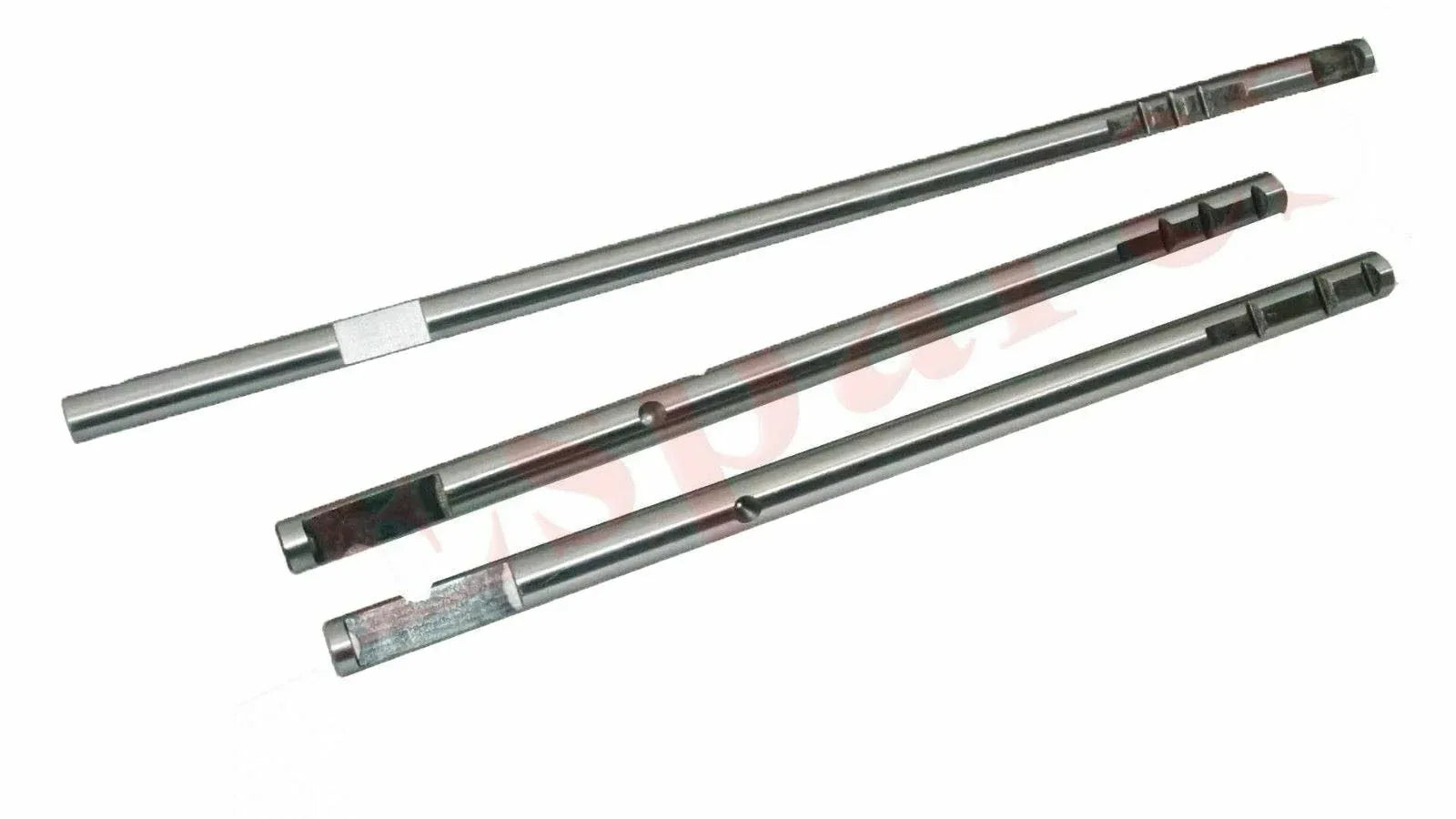 Three steel gear shift rails for Massey Ferguson model, precise fit for tractor gear systems.