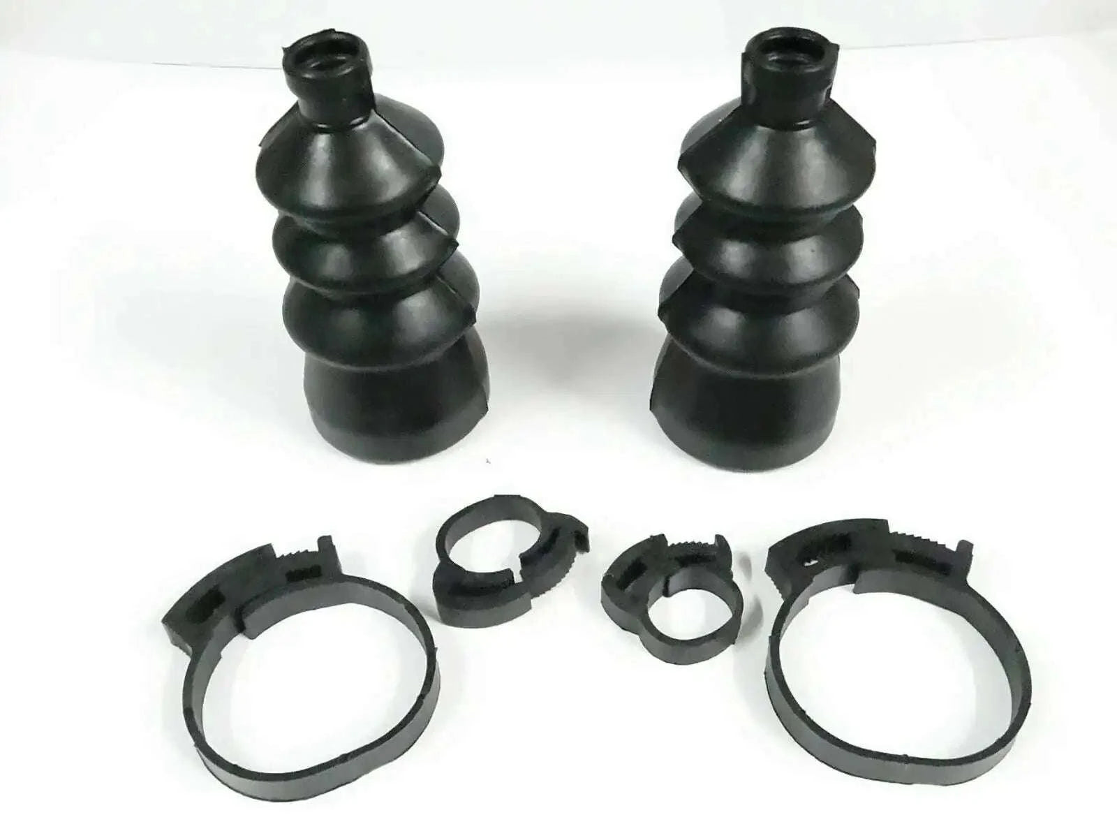 Black gear shift boot set with two accordion boots and retaining rings, pair