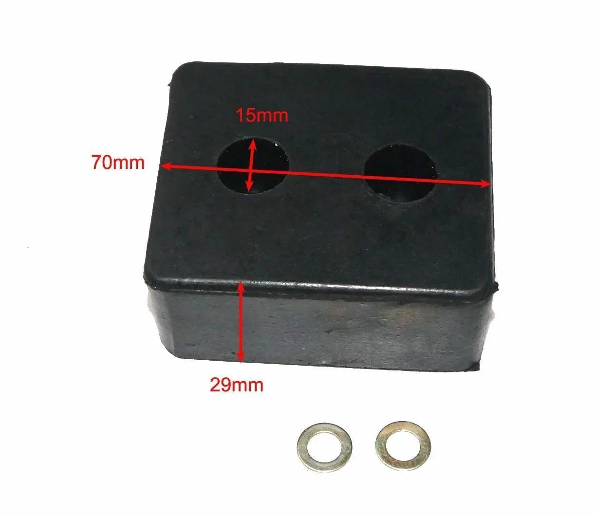 Rubber bumper pad set, measuring 70mm x 29mm x 15mm, for Massey Ferguson model tractors