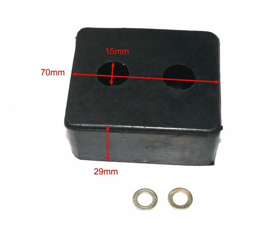 Rubber bumper pad set, measuring 70mm x 29mm x 15mm, for Massey Ferguson model tractors