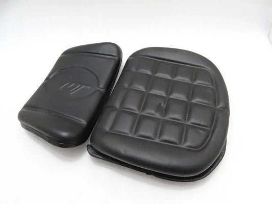 Black replacement seat cushion for Massey Ferguson model, durable rubber material, ergonomic design, ideal for comfort
