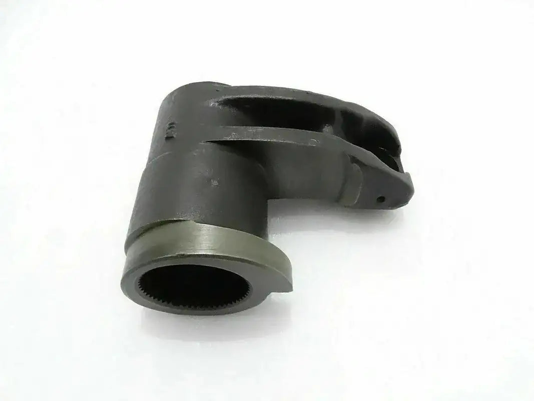 Hydraulic ram arm end fitting with bushing, dark metal