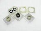 Steering arm repair seal kit parts with metal brackets and black O-rings